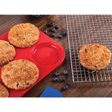 Mrs. Anderson's Baking 6-Cup Muffin Top Pan, Non-Stick European-Grade Silicone