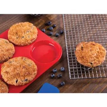 Mrs. Anderson's Baking 6-Cup Muffin Top Pan, Non-Stick European-Grade Silicone