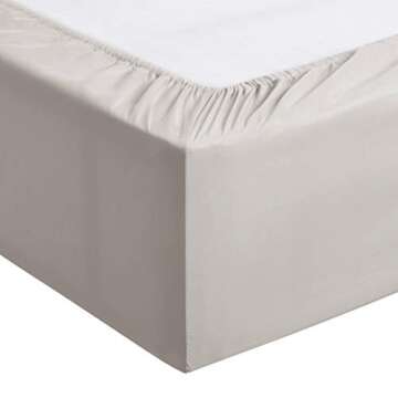 Amazon Basics Lightweight Super Soft Comfortable Easy Care Microfiber 4 Piece Bed Sheet Set with 14-Inch Deep Pockets, Queen, Light Gray, Solid