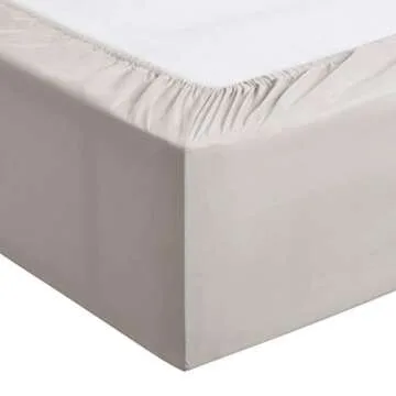 Amazon Basics Lightweight Super Soft Comfortable Easy Care Microfiber 4 Piece Bed Sheet Set with 14-Inch Deep Pockets, Queen, Light Gray, Solid