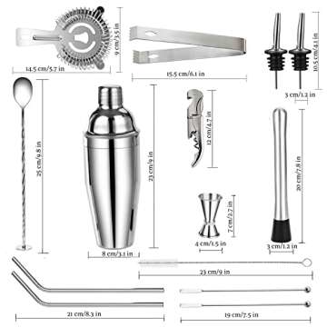 Stainless Steel Cocktail Shaker Set 14-Piece Gift Set