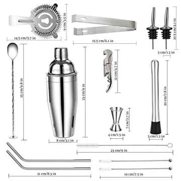 Stainless Steel Cocktail Shaker Set 14-Piece Gift Set