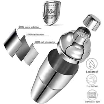 Stainless Steel Cocktail Shaker Set 14-Piece Gift Set