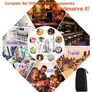 Stainless Steel Cocktail Shaker Set 14-Piece Gift Set