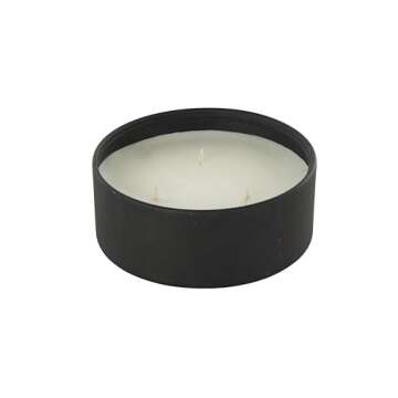 Deco 79 Metal Decorative Candle Creamy Vanilla Swirl Scented Textured 22oz 3 Wick Aromatherapy Candle with White Wax, Wax Aromatherapy Candle 6" x 6" x 3", Black