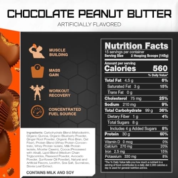 Rivalus Clean Gainer - Chocolate Peanut Butter, 5lbs - High Protein
