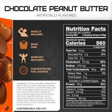 Rivalus Clean Gainer - Chocolate Peanut Butter, 5lbs - High Protein
