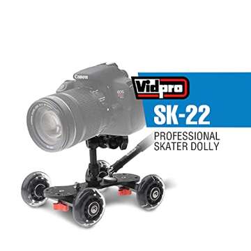 Vidpro SK-22 Professional Skater Dolly - Rolling Slider for DLSR Cameras & Camcorders Ideal for Low-...