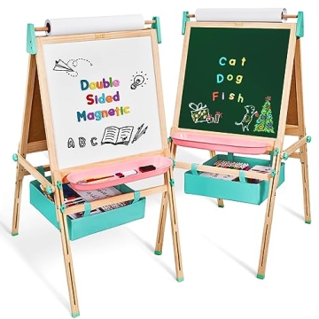JoyCat Kids Art Easel | Adjustable Wooden Drawing Station