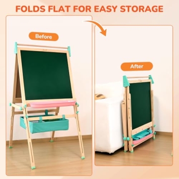 JoyCat Kids Art Easel | Adjustable Wooden Drawing Station