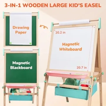 JoyCat Kids Art Easel | Adjustable Wooden Drawing Station