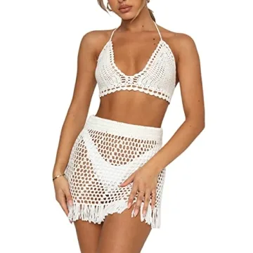 Chic Women Y2K Crochet Knit Two-Piece Set