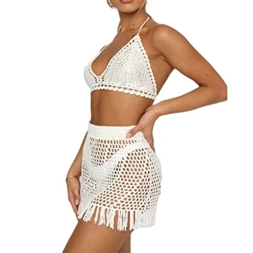 Chic Women Y2K Crochet Knit Two-Piece Set