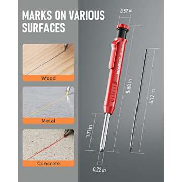 Nicpro Carpenter Pencil Set with Sharpener - Durable & Functional