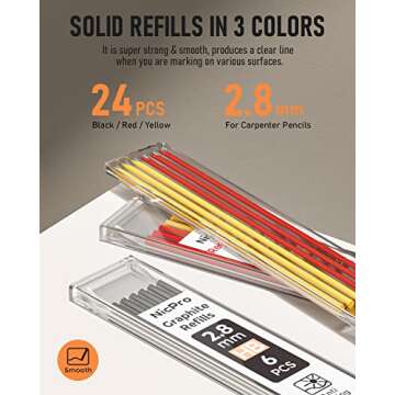 Nicpro Carpenter Pencil Set with Sharpener - Durable & Functional