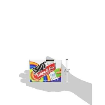 Shout Wipes Stain Remover for Clothes Laundry, Instant Stain Remover and Individually Wrapped, Travel Essentials, Works on Everyday Stains, 12 Wipes per Carton (1 Carton)