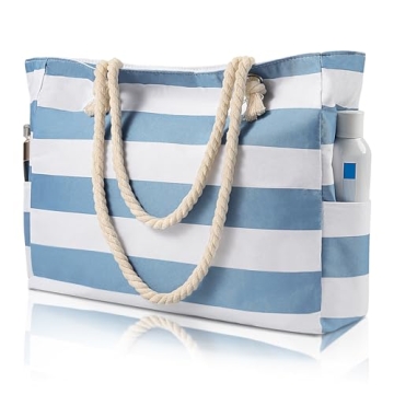 Beach Bags For Women - Large Beach Bags with Zipper Waterproof Sandproof Swim Pool Bag Large Tote