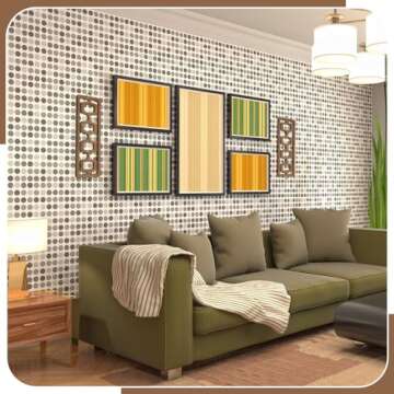 CroBlissful 2 Pcs Mid Century Wall Decor Wood Mid Century Modern Elegance Wall Accents Abstract Wall Decor Geometric Panels for Interior Wall Decor Panel Wall Art for Home Living Room (Brown)