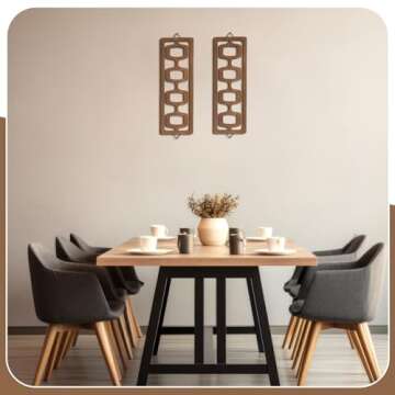 CroBlissful 2 Pcs Mid Century Wall Decor Wood Mid Century Modern Elegance Wall Accents Abstract Wall Decor Geometric Panels for Interior Wall Decor Panel Wall Art for Home Living Room (Brown)