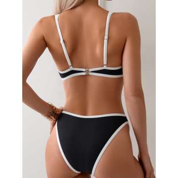 WDIRARA Women's Color Block Underwire Bikini Set 2 Piece Swimsuits High Cut Backless Bathing Suits B...