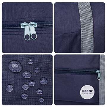 WANDF Foldable Travel Duffel Bag Luggage Sports Gym Water Resistant Nylon (Dark Blue)