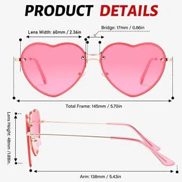Przene Pink Heart Sunglasses for Women with UV Protection
