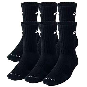 NIKE Plus Cushion Socks 6-Pairs Black Men Women