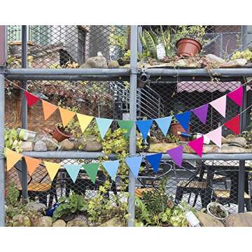Rainbow Felt Fabric Bunting, 24 Pcs/ 16.4 Feet(2 Pack) Decoration Banners for Birthday Party, Baby S...