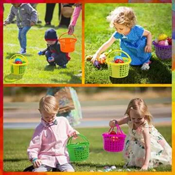 18 PCS Easter Baskets Small with Handles for Kids Egg Hunting-70g Easter Grass Stuffers for Spring P...