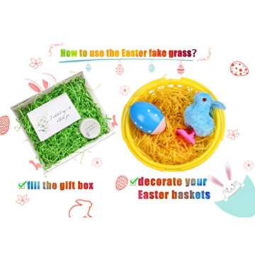 18 PCS Easter Baskets Small with Handles for Kids Egg Hunting-70g Easter Grass Stuffers for Spring Party Crafts Supplies Accessories Decorations Party Favors