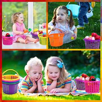 18 PCS Easter Baskets Small with Handles for Kids Egg Hunting-70g Easter Grass Stuffers for Spring Party Crafts Supplies Accessories Decorations Party Favors