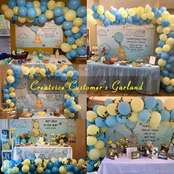 Pastel Balloon Garland Arch Kit with 100 pcs Blue and Yellow Balloons, DIY Balloon Bouquet Kit for B...