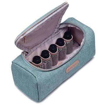 evoon Essential Oil Bag, 12 Bottles Perfect Portable Essential Oils Travel Case for Young Living & doTerra Suitable for 5ml,10ml,15ml Bottles Light Blue
