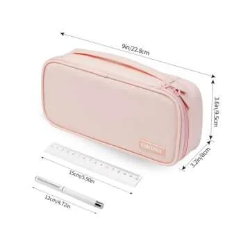 YOKUMA Cute Pencil Case for Girls, Large Pencil Pouch, Zipper Pencil Box, Aesthetic Pen Bag School Supplies for Student Teen College Adults, Pink