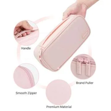 YOKUMA Cute Pencil Case for Girls, Large Pencil Pouch, Zipper Pencil Box, Aesthetic Pen Bag School Supplies for Student Teen College Adults, Pink