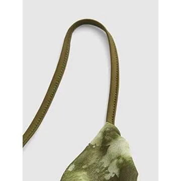 Floerns Women's Tie Dye Spaghetti Strap Cut Out One Shoulder Ruched Crop Cami Top Olive Green S