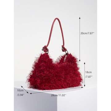 Stylish Verdusa Women's Faux Fur Underarm Shoulder Bag Red