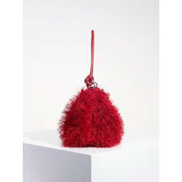 Verdusa Fuzzy Faux Fur Underarm Bag for Women Red