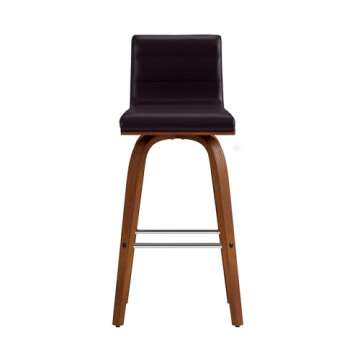 Vienna 26-Inch Swivel Bar Stool in Brown Faux Leather