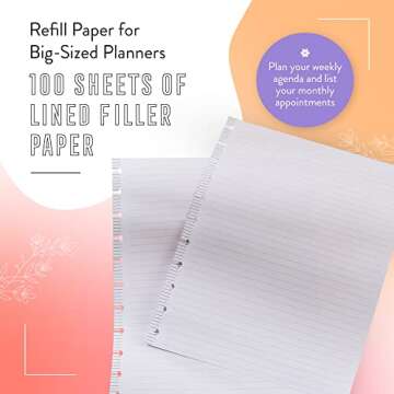 Happy Planner Plans + Notes Refill Paper - 100 Lined Sheets for Journals, Big Size