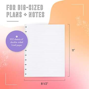 Happy Planner Refill Paper - 100 Lined Sheets for Journals