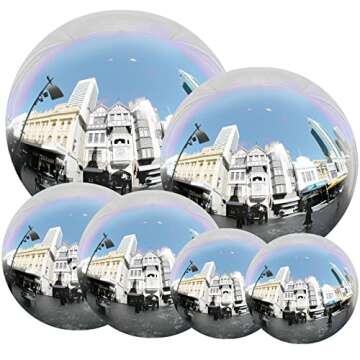 6Pcs Stainless Steel Gazing Balls E-Buying Silver Mirror Polished Hollow Gazing Globe Reflective Garden Sphere for Home Ornament Decoration, 6pcs(1x6in+1x4in+2x3in+2x2in)