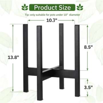 Sturdy Black Plant Stand for Indoor Plants - DECORLIFE