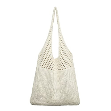 Ovida Cute Beach Bag Crochet Beach Tote Bag Mesh Beach Shoulder Handbags Y2K Aesthetic Fairycore Hob...