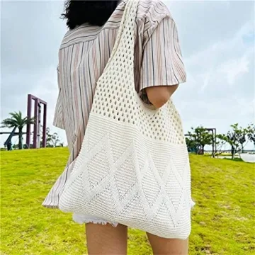 Ovida Cute Beach Bag Crochet Beach Tote Bag for Summer