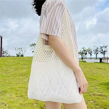 Ovida Cute Beach Bag Crochet Beach Tote Bag for Summer