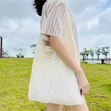 Ovida Cute Beach Bag Crochet Beach Tote Bag for Summer