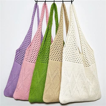 Ovida Cute Beach Bag Crochet Beach Tote Bag for Summer