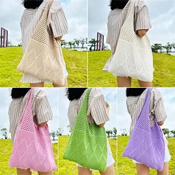 Ovida Cute Beach Bag Crochet Beach Tote Bag for Summer