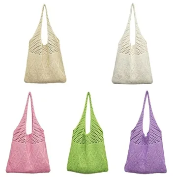 Ovida Cute Beach Bag Crochet Beach Tote Bag for Summer